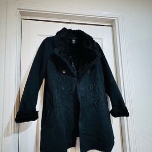 New York & Company Black Faux Fur Jacket